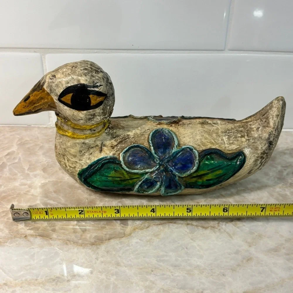 Vintage Antigua Papier Mache Duck Figure‎ Hand Painted Folk Art Sculpture 7